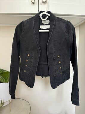Current/Elliott Black Military-Style Blazer Jacket
